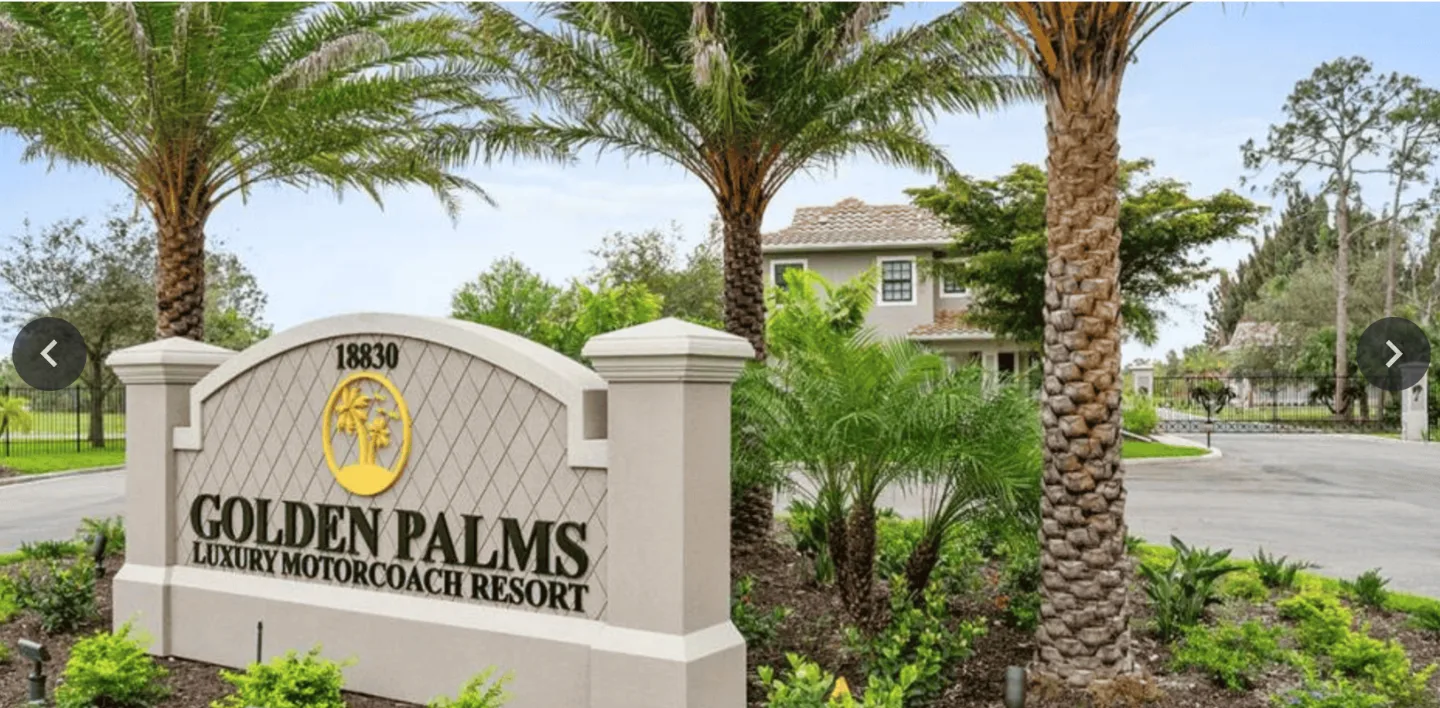 Golden Palms Luxury Motorcoach Resort luxury RV resort in Fort Myers area, Florida